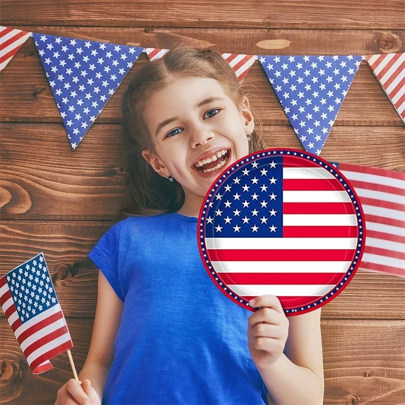 American Flag Patriotic Party Supplies Disposable Napkins Paper Plates And Paper Cups For Veterans Day Election Day 4th Of July Independence Day Decorations, Serve 25 price